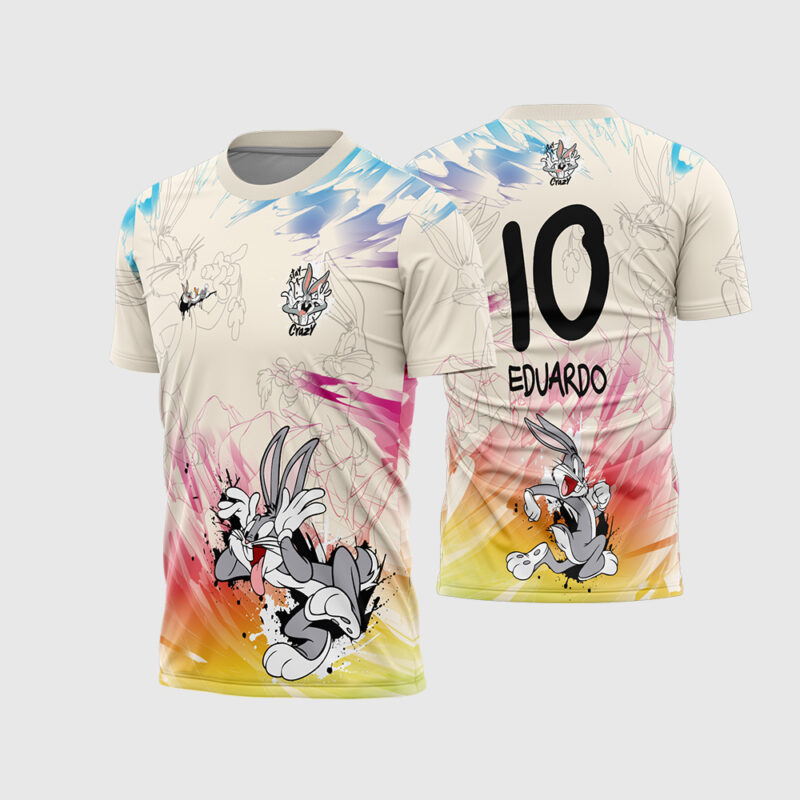 Mockup Camisa Interclasse Coelho Pernalonga 2026 com pose clássica frente e costas