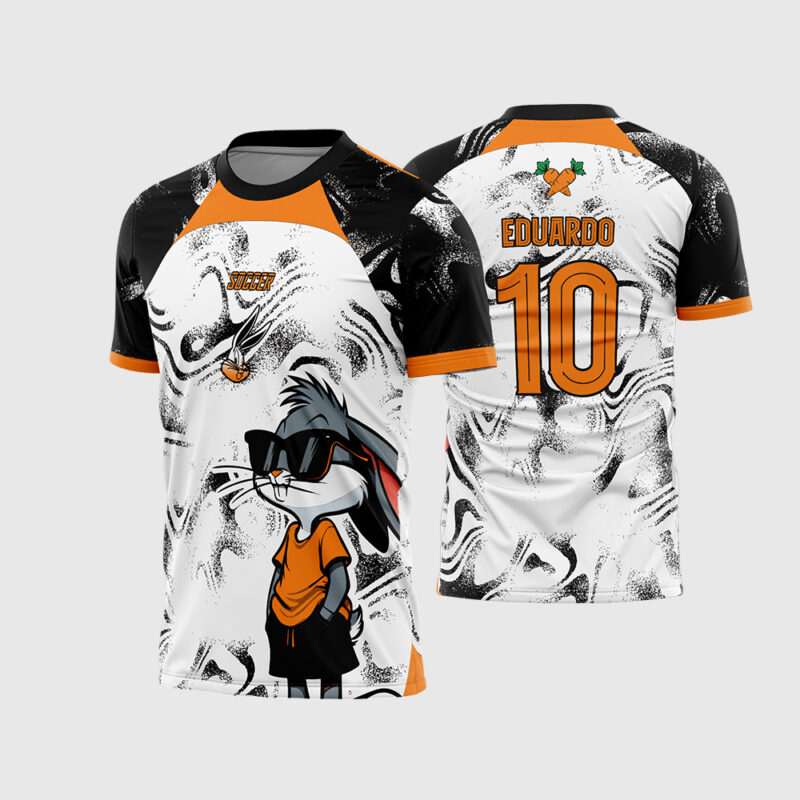 Mockup Camisa Interclasse Pernalonga Laranja estilo basquete frente e costas