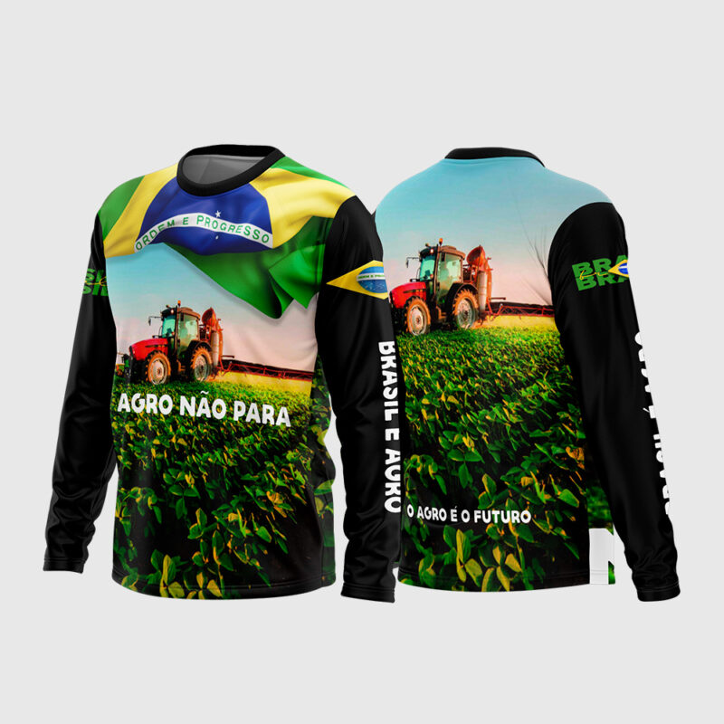 Mockup Camisa Agro com Trator e Bandeira do Brasil frente e costas