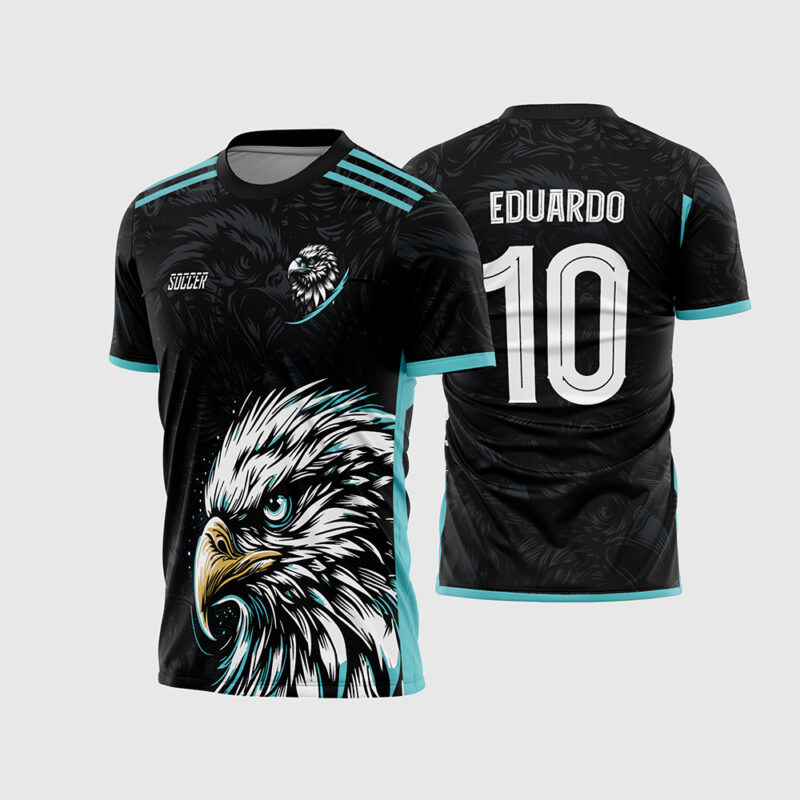 Mockup Camisa Interclasse 2026 Águia Branca com detalhes esportivos em azul frente e costas