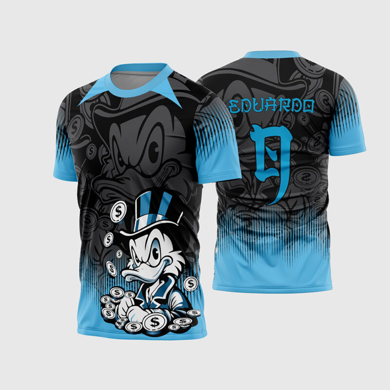 Arte Vetor Camisa Interclasse Tio Patinhas Azul com Moedas Corel Draw para sublimação