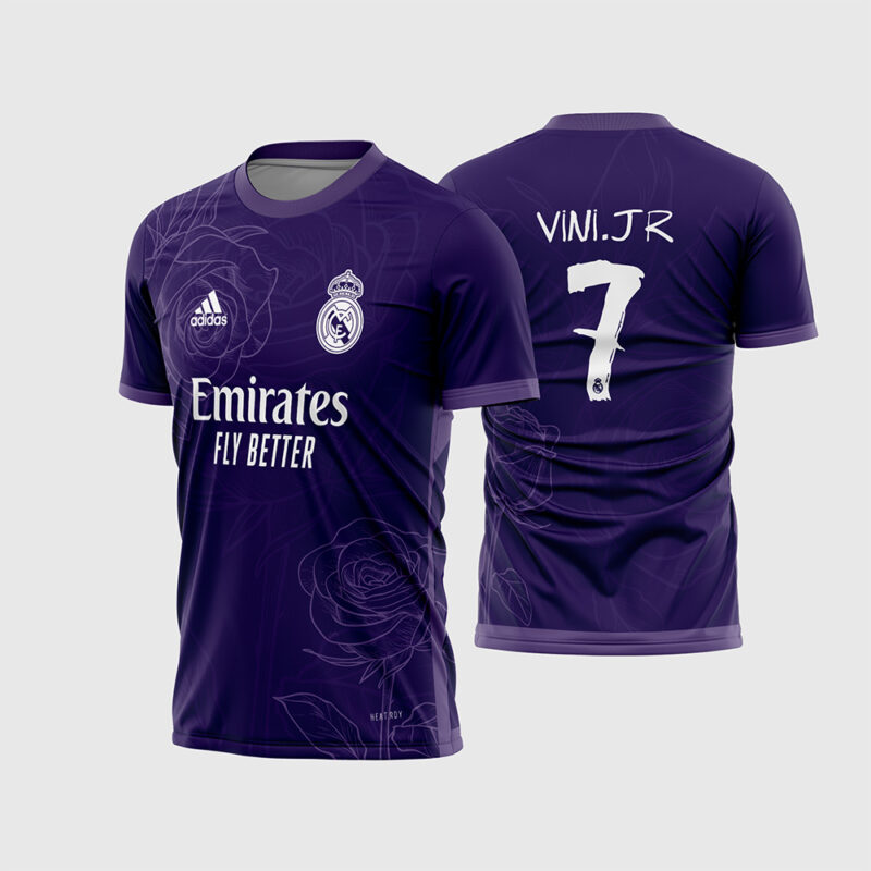 Mockup Frente e Costas Arte Vetor Camisa Real Madrid 2023 - 2024 branca com fonte original instalável