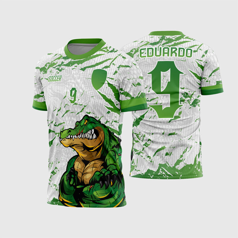 Mockup Camisa Interclasse Crocodilo nas cores branca e verde frente e costas